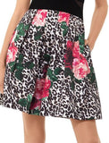 Xscape Black Printed Spaghetti Strap V Neck Fit And Flare Dress-Size 10