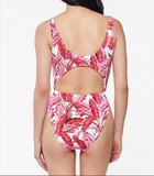 Jessica Simpson Printed Paradiso Palm O-Ring Cut-Out One-Piece Swimsuit