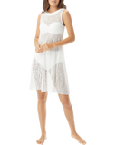 Carmen Marc Valvo White Sequin High-Neck Swim Dress Cover-Up, Size XL