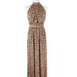 INC Womens Maxi Dress Cheetah-Print Blouson High-Neck