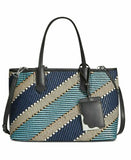 Calvin Klein Womens Jacky Raffia Leather Trim Tote Handbag