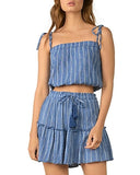 Elan Sheer Tie Unlined Pullover Elasticized Striped Spaghetti Strap, Size Medium