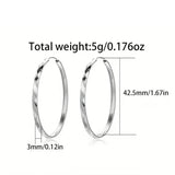 S925 Sterling Silver Hoop Earrings With Exaggerated Large Circle Diamond Pattern Hoop
