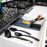Decobella 18-Knife Block: Space Saving Double Row Knife Organizer for Kitchen, Protects & Stores Knives - Dishwasher Safe