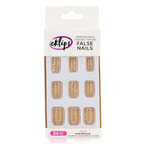 Eklips Gold Glitter Oval Press-On Nails with Shiny Finish 24 Count