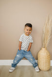 Sage Checkered Bamboo Tee *Sizes 3/6m & Sz 6 Left
