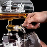 Sailing Ship Decanter Set with Dispenser and 4 Whiskey Glasses