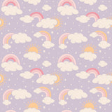 Lavender Rainbows and Clouds Smocked Vintage Dress