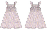 Lavender Rainbows and Clouds Smocked Vintage Dress