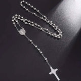 San Benito Golden Plated Stainless Steel Priest Saint Benedict Rosary Necklace