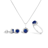 10K White Gold Purple Amethyst and 3/8 Cttw Diamond Halo Jewelry Set (Earrings, Pendant & Ring)