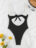 Seaside series women's one-piece quick drying swimsuit contrasting colors