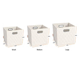 Set of 2: 11-13" Foldable Diamond Patterned Faux Leather Storage Cube Bins