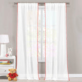 Set of 2: Pompom Semi-Sheer Window Curtain Pair Panel