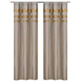 Set of 2: Velvet Metallic Stripe Border Blackout Window Curtain Pair Panel