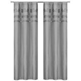 Set of 2: Velvet Metallic Stripe Border Blackout Window Curtain Pair Panel