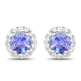 3.77 Carat Genuine Tanzanite and White Topaz .925 Sterling Silver 3 Piece Jewelry Set (Ring, Earrings, and Pendant w/ Chain)