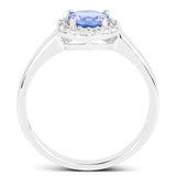 3.77 Carat Genuine Tanzanite and White Topaz .925 Sterling Silver 3 Piece Jewelry Set (Ring, Earrings, and Pendant w/ Chain)
