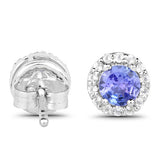 3.77 Carat Genuine Tanzanite and White Topaz .925 Sterling Silver 3 Piece Jewelry Set (Ring, Earrings, and Pendant w/ Chain)