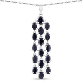 7.68 Carat Genuine Blue Sapphire .925 Sterling Silver Pendant