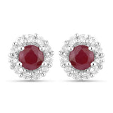 2.17 Carat Genuine Ruby and White Topaz .925 Sterling Silver Jewelry Set