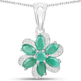 7.84 Carat Genuine Emerald and White Topaz .925 Sterling Silver 3 Piece Jewelry Set (Ring, Earrings, and Pendant w/ Chain)