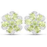 8.04 Carat Genuine Peridot and White Topaz .925 Sterling Silver 3 Piece Jewelry Set (Ring, Earrings, and Pendant w/ Chain)