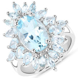 19.18 Carat Genuine Blue Topaz .925 Sterling Silver 3 Piece Jewelry Set (Ring, Earrings, and Pendant w/ Chain)