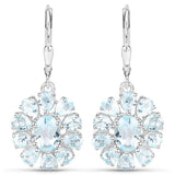 14.02 Carat Genuine Blue Topaz and White Topaz .925 Sterling Silver 3 Piece Jewelry Set (Ring, Earrings, and Pendant w/ Chain)