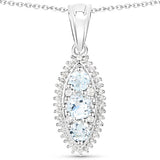 4.50 Carat Genuine Blue Topaz and White Topaz .925 Sterling Silver 3 Piece Jewelry Set (Ring, Earrings, and Pendant w/ Chain)