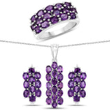 8.32 Carat Genuine Amethyst .925 Sterling Silver Jewelry Set