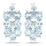 9.88 Carat Genuine Blue Topaz .925 Sterling Silver 3 Piece Jewelry Set (Ring, Earrings, and Pendant w/ Chain)