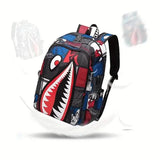 Patterned Shark Nylon Student Backpack