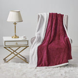 Sheradian Embossed Print Fleece/Caesar Sherpa Reversible Throw Blanket