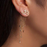 Shooting Star Rhinestone Long Tassels Earrings