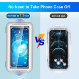 Shower Phone Holder Waterproof Case; Anti-Fog HD Touchscreen Wall Shower Phone Mount For Bathroom Mirror Bathtub Kitchen Fits Cell Phones Under 7.3 Inch