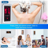 Shower Phone Holder Waterproof Case; Anti-Fog HD Touchscreen Wall Shower Phone Mount For Bathroom Mirror Bathtub Kitchen Fits Cell Phones Under 7.3 Inch