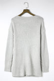 Side Slit Boat Neck Long Sleeve Sweater