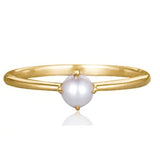 Simple Dainty Pearl Ring In 18Kt Gold
