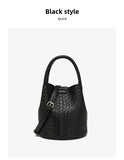 Simple niche woven pattern handbag bucket bag women's bag tide 2025 new senior sense shoulder bag crossbody bag