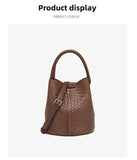 Simple niche woven pattern handbag bucket bag women's bag tide 2025 new senior sense shoulder bag crossbody bag
