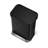 simplehuman 55-Liter Matte Black Indoor Kitchen Hinged Lid Trash Can