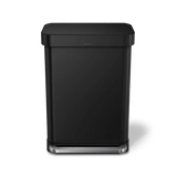 simplehuman 55-Liter Matte Black Indoor Kitchen Hinged Lid Trash Can