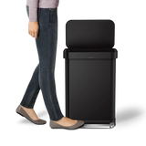 simplehuman 55-Liter Matte Black Indoor Kitchen Hinged Lid Trash Can