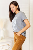Simply Love US Flag Graphic Cuffed Sleeve T-Shirt for Women's Size S - XL Excellent design