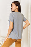 Simply Love US Flag Graphic Cuffed Sleeve T-Shirt for Women's Size S - XL Excellent design