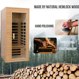 Thermora Elara Premium 1-Person Indoor Low EMF FAR Infrared Heat Hemlock Wood Personal Home Spa Sauna, 1200W (SAK27463)