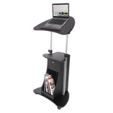 Sit-to-Stand Rolling Adjustable Laptop Cart with Storage