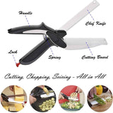 SKEMIX Kitchen Food Scissors, Food Cutter Chopper Clever Stainless Steel Knife with Cutting Board