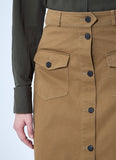 Saint Laurent Women Cotton Serge Midi Skirt